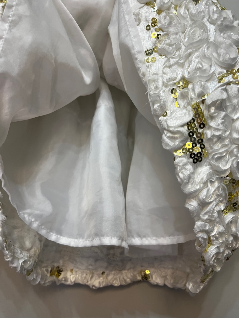 White & Gold Floral Rosette Party Toddler Dress size 24 months / 2T - Picture 7 of 12
